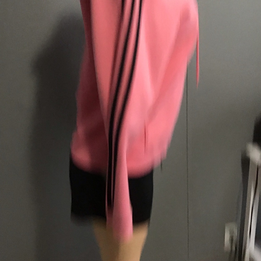 adidas Pink Hoodie Jacket with Black Stripes - Picture 3 of 8